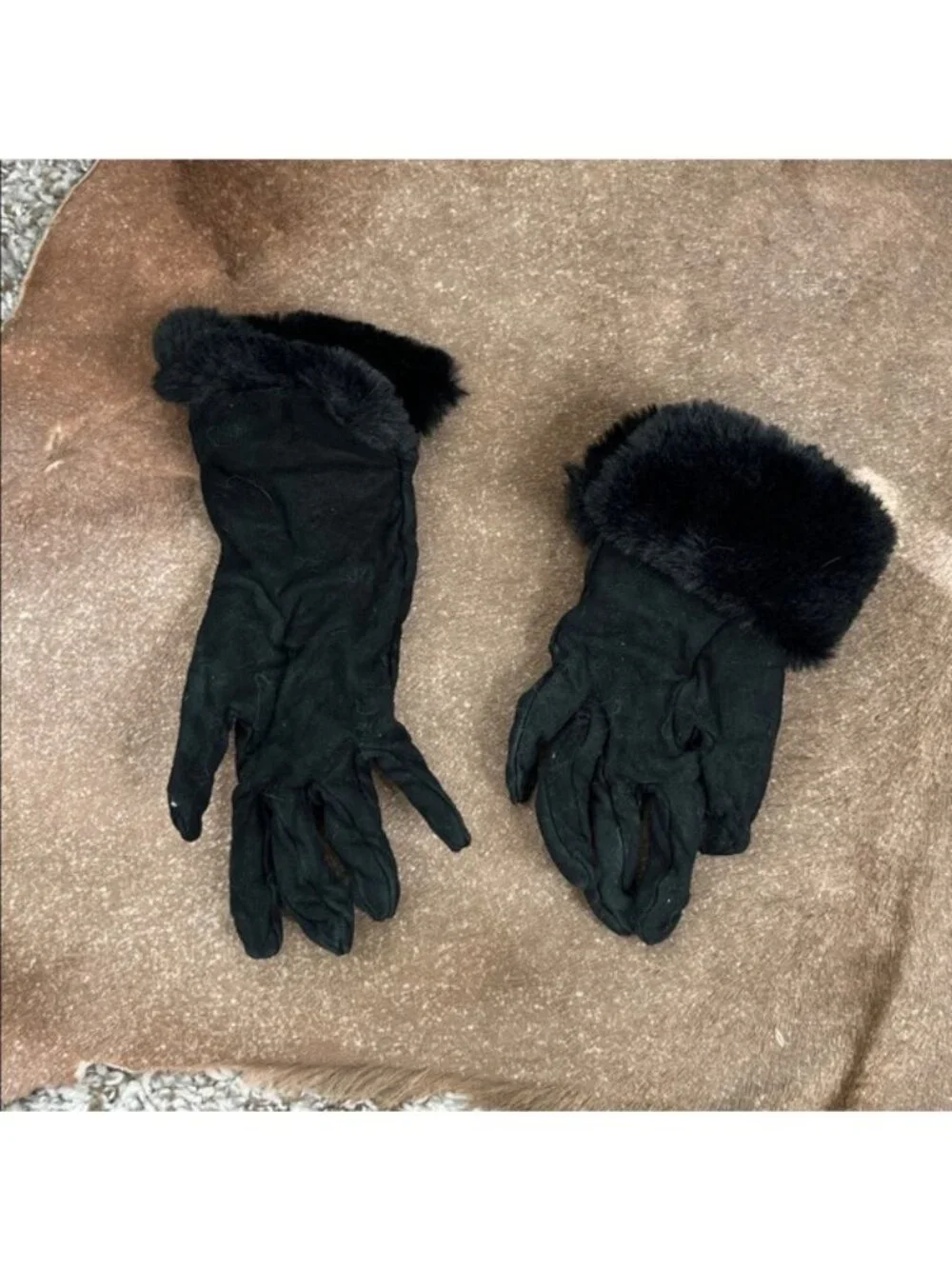 Aquatalia Suede Fur Foldover Gloves